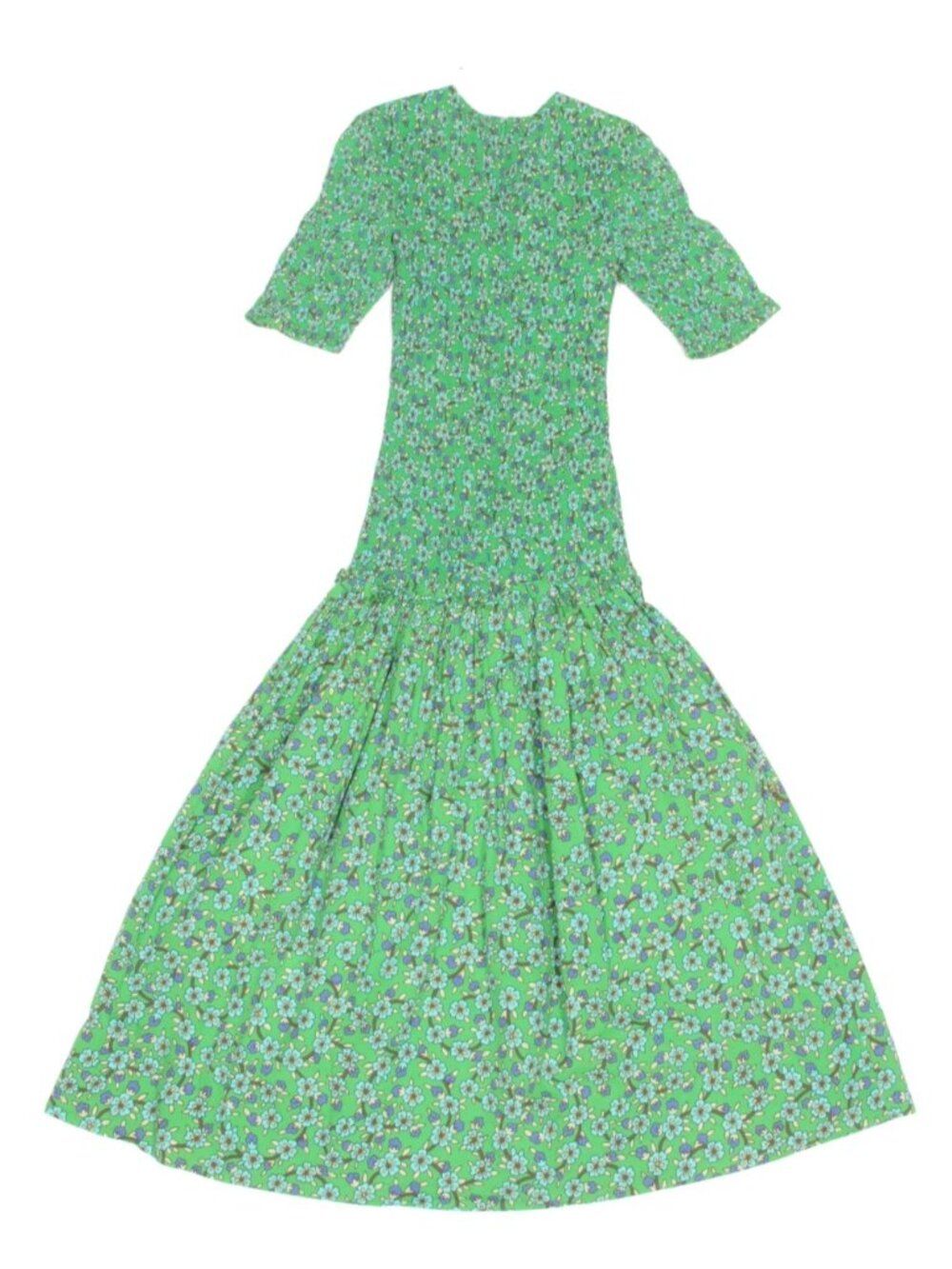 RHODE  Zola Green Ditsy Floral Midi Dress Smocked Fitted size Small /249 - Picture 4 of 6